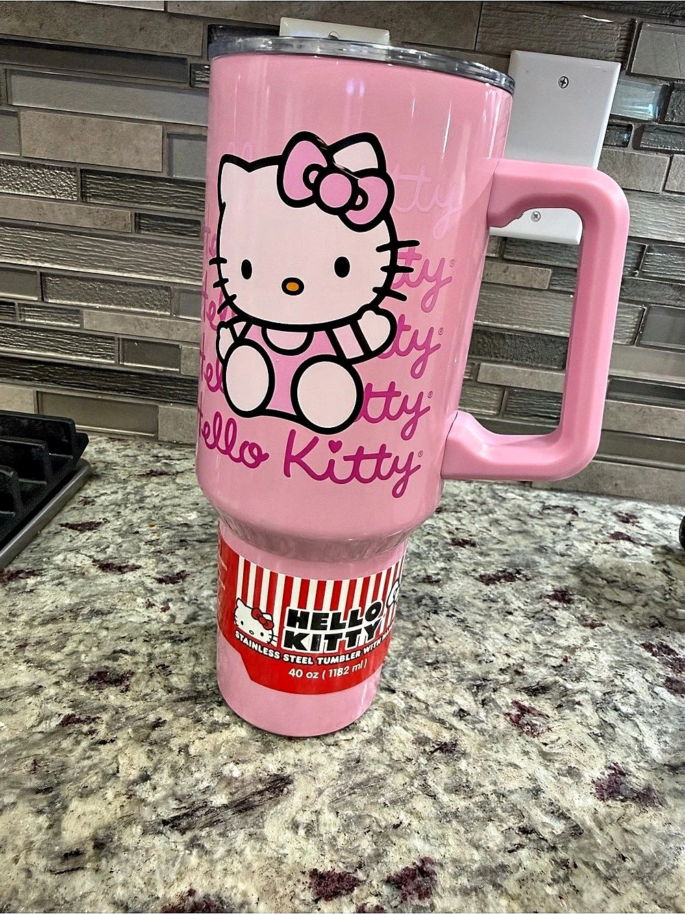Hello Kitty Steel Tumbler with Handle Pink